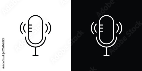 Voice recording icon in black and white linear versions