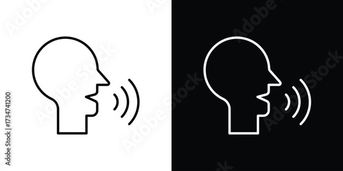 Voice control icon in black and white linear versions