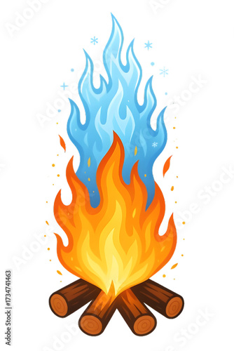 fire flames frozen and lit graphic illustration