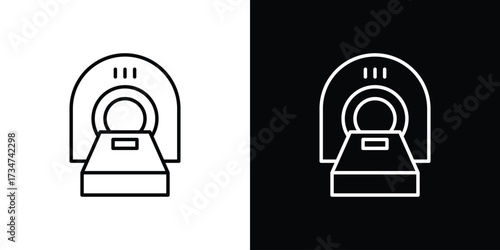 Tomography icon in black and white linear versions