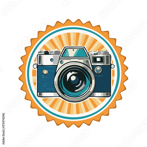 Vintage Camera Emblem Badge Retro Style Photography Graphic