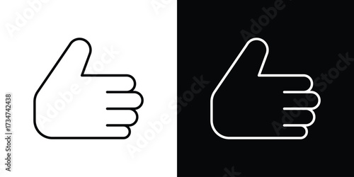 Thumb up icon in black and white linear versions