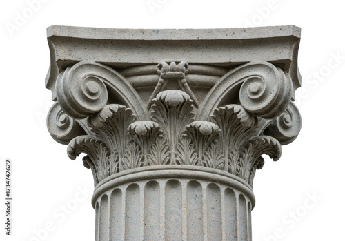 фотографія Isolated Ancient architectural column capital design element with decorative det