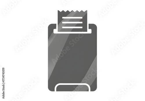 Minimal icon of a receipt scanner — no background, no shadow PNG grey shades style 