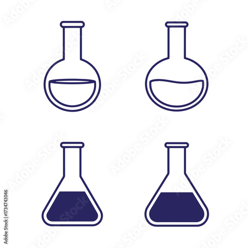 Simple and clean vector illustration of laboratory flasks for scientific experimentation