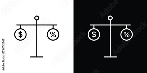 Taxes icon in black and white linear versions