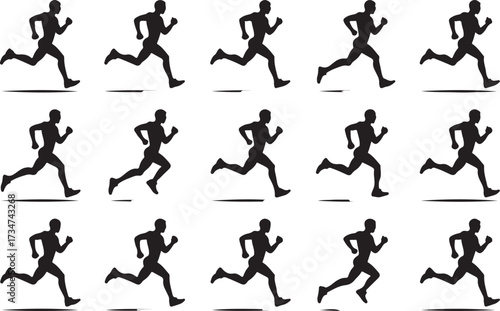 Running marathon silhouette vector on white background