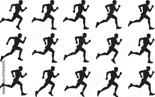 Running marathon silhouette vector on white background