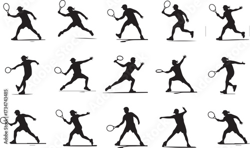 Tennis backhand silhouette vector on white background