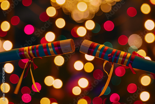 Dandiya Stick with Bokeh Lights in Background