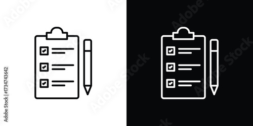 Survey icon in black and white linear versions