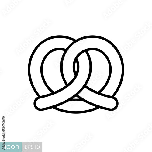 Freshly baked pretzel vector line icon
