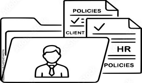 Client Application icon. Hr policies icon outline vector illustration
