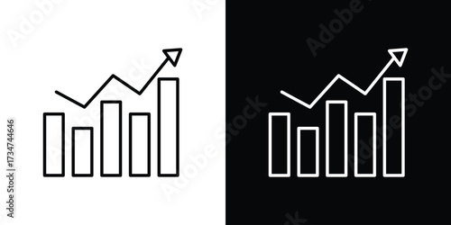 Stagflation icon in black and white linear versions