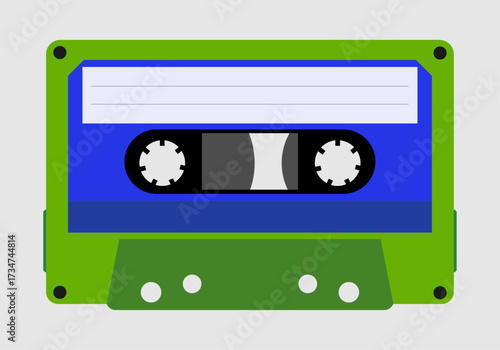 Cassette o cinta vintage en azul y verde