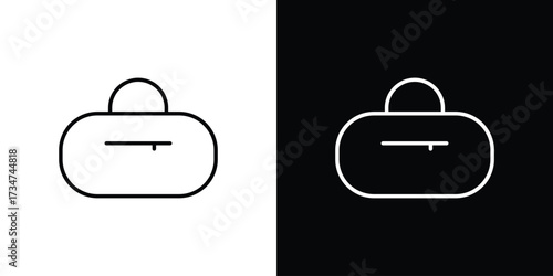 Sports bag icon in black and white linear versions