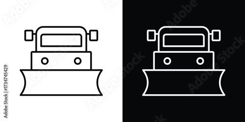 Snowplow icon in black and white linear versions