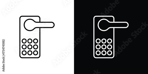 Smart lock icon in black and white linear versions