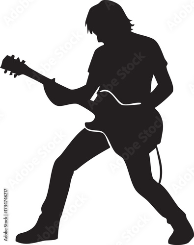 Rock guitarist silhouette vector
