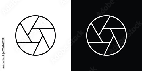 Shutter icon in black and white linear versions