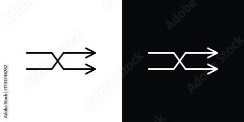 Shuffle icon in black and white linear versions