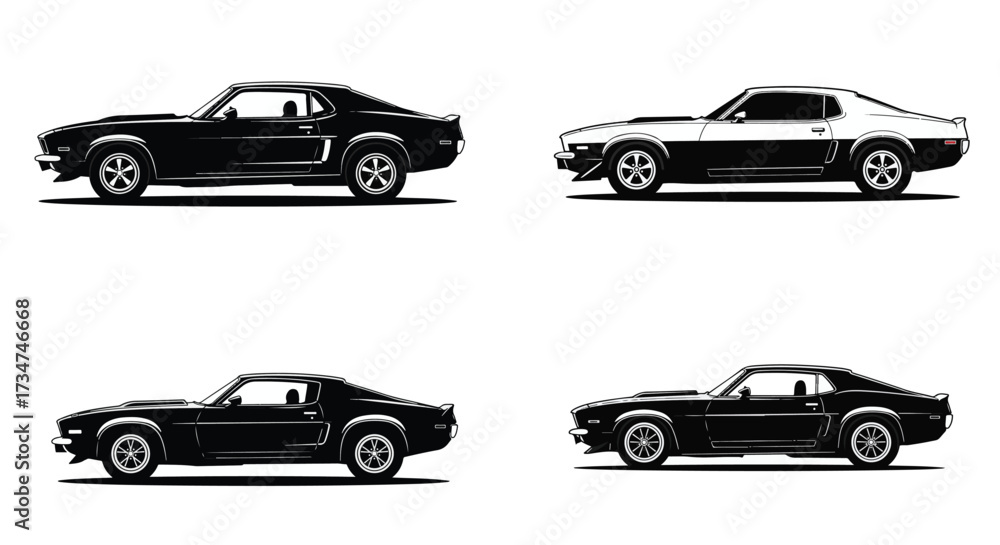 Fototapeta premium Classic Car Vector Silhouettes