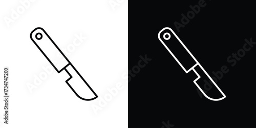 Scalpel icon in black and white linear versions