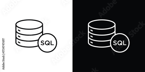 SQL icon in black and white linear versions
