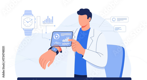Innovative healthcare professional leveraging smart technology for advanced data analysis and