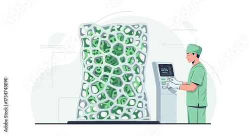 Innovative medical technology solution illustration for regenerative medicine and tissue engineering