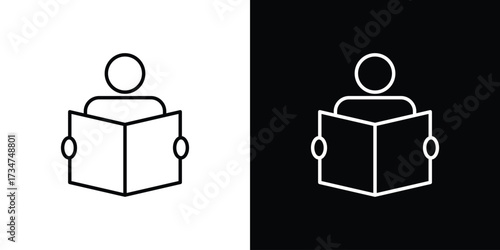 Reading icon in black and white linear versions