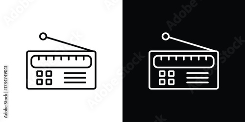 Radio icon in black and white linear versions