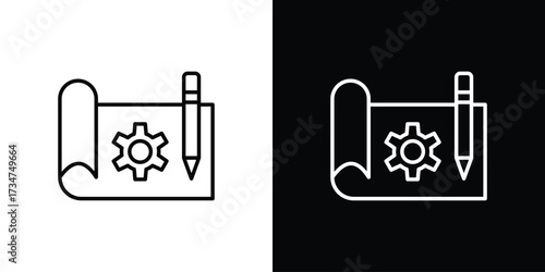 Prototyping icon in black and white linear versions