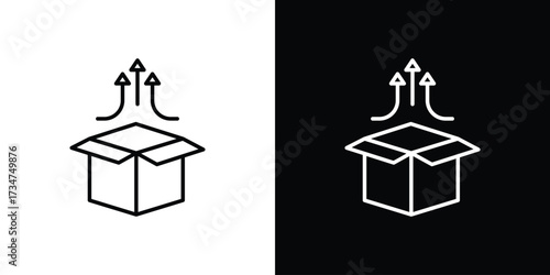 Product release icon in black and white linear versions