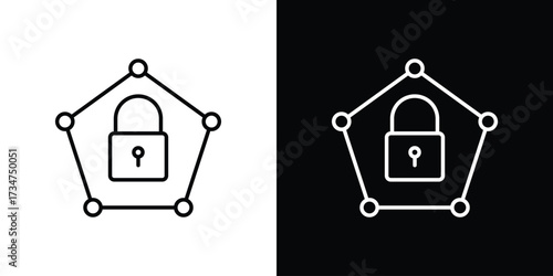 Private network icon in black and white linear versions