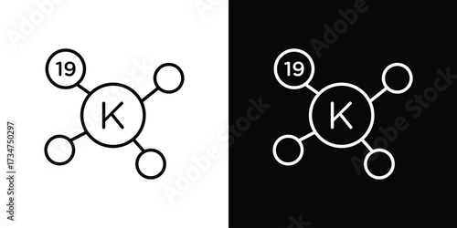 Potassium icon in black and white linear versions