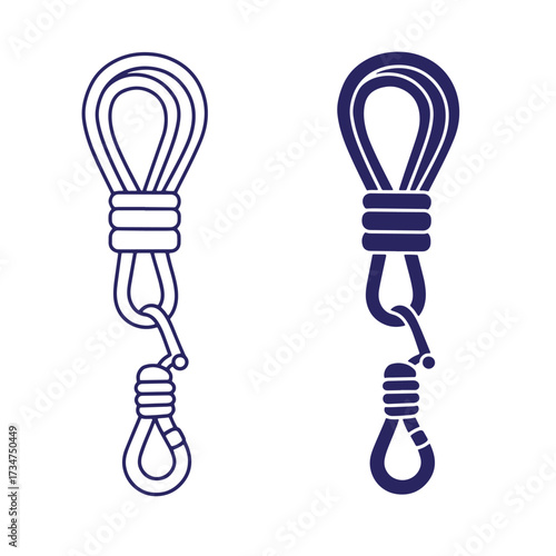 Vector illustration of two isolated rope and loop designs in modern minimalist style