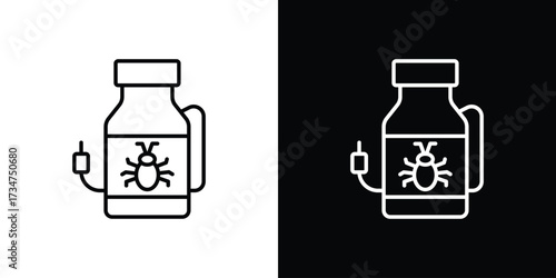 Pesticide icon in black and white linear versions