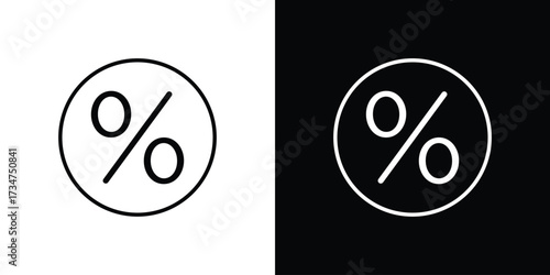 Percent icon in black and white linear versions