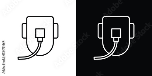 Oxygen mask icon in black and white linear versions