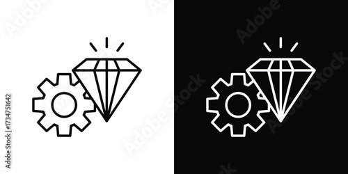 Operational excellence icon in black and white linear versions