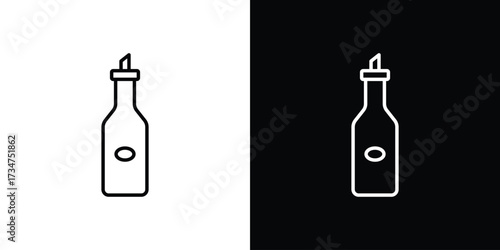 Olive oil icon in black and white linear versions