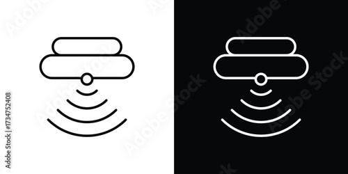 Motion sensor icon in black and white linear versions