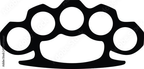 Black silhouette of brass knuckles on a white background weapon fist