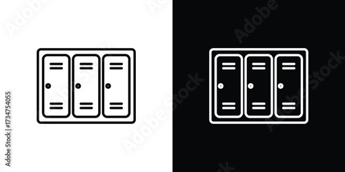 Lockers icon in black and white linear versions