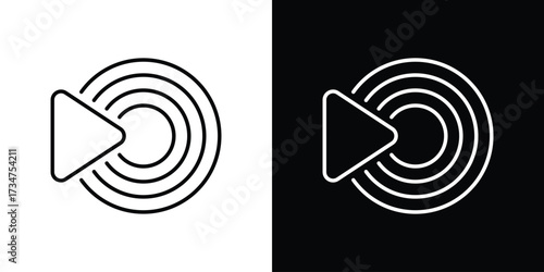 Livestream icon in black and white linear versions