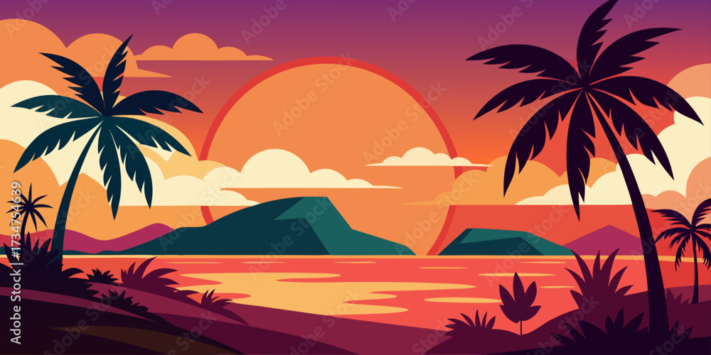 Obraz premium tropical beach with palm trees