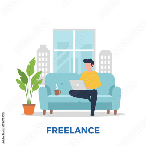A collection of flat design illustration concepts tailored for business and creative workspaces, suitable for web banners and promotional materials