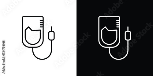 Intravenous icon in black and white linear versions