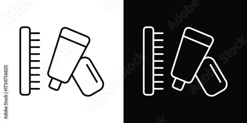hygiene kit icon in black and white linear versions